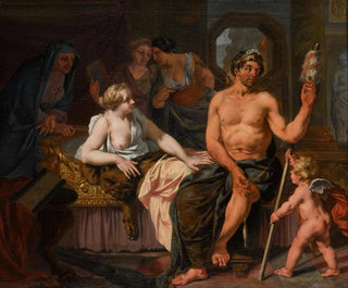 Hercule ja Omphale - Nicolaas Verkolje — näkymä teoksesta