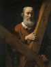 Pyhä Andreas, attribuoitu Nicolaes Maesille — parrakas apostoli ja X-risti