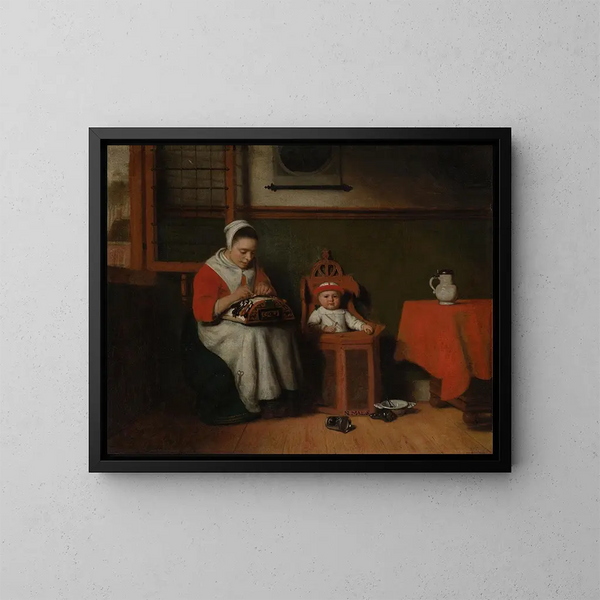 La Dentellière - Nicolaes Maes — kehystetty taideteos seinällä