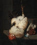 Un coq blanc et un pigeon sur une table en pierre - Nicolaes van Gelder — näkymä teoksesta