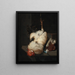 Un coq blanc et un pigeon sur une table en pierre - Nicolaes van Gelder — kehystetty taideteos seinällä