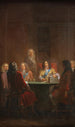 Christian V esittää Tanskan lain vuodelta 1683 - Nicolai Abildgaard — näkymä teoksesta