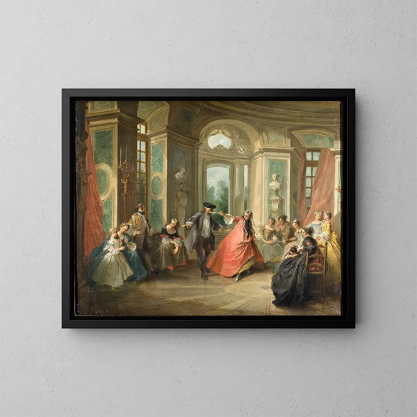 Le jeu du foulard - Nicolas Lancret — kehystetty taideteos seinällä