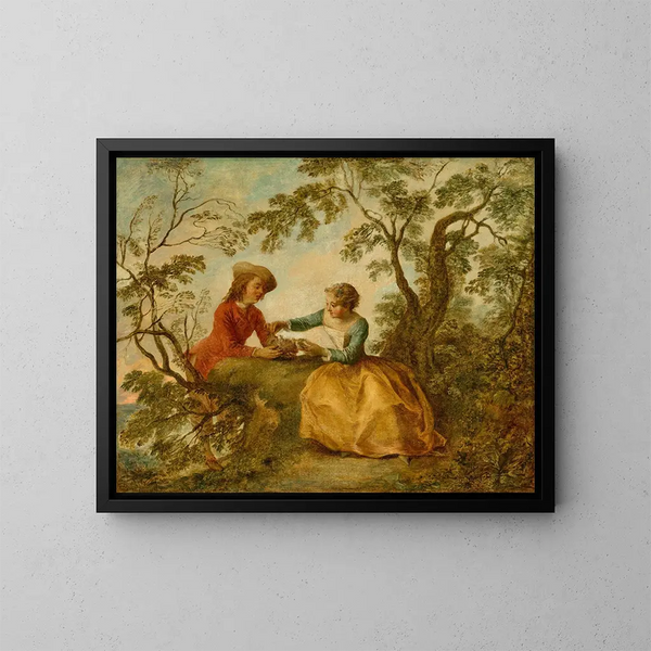 Le Nid d'oiseaux - Nicolas Lancret — kehystetty taideteos seinällä