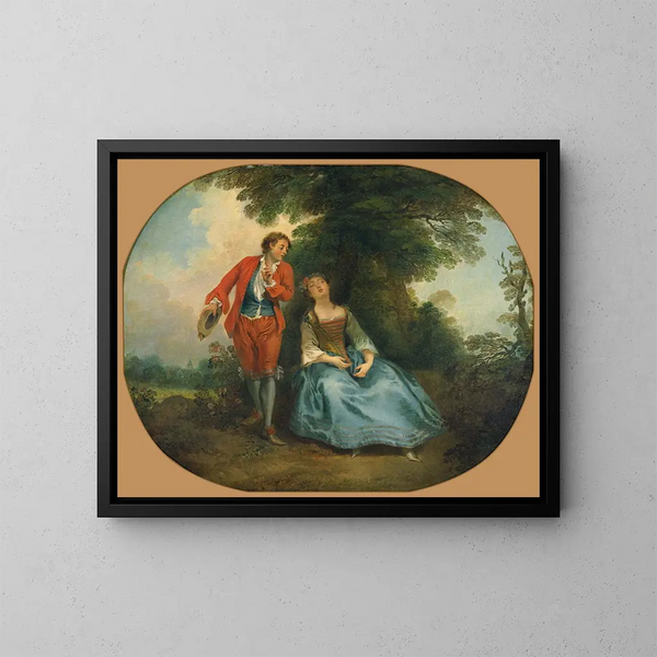 Bergère endormie - Nicolas Lancret — kehystetty taideteos seinällä
