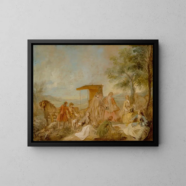 Le Repas de la Chasse - Nicolas Lancret — kehystetty taideteos seinällä