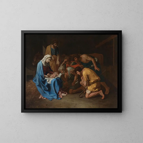 Adoration des bergers - Nicolas Poussin — kehystetty taideteos seinällä