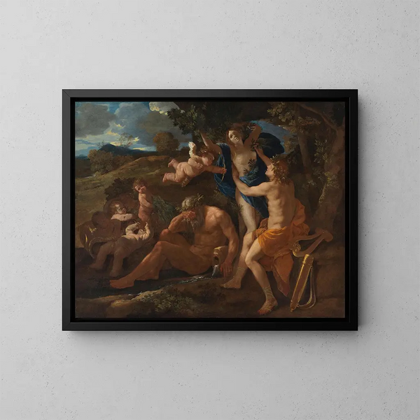 Apollon ja Daphné - Nicolas Poussin — kehystetty taideteos seinällä