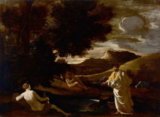 Le roi Midas transforme une branche de chêne en or - Nicolas Poussin — näkymä teoksesta