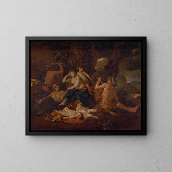 L'enfance de Bacchus - Nicolas Poussin — kehystetty taideteos seinällä