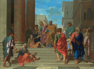 Pyhät Pietari ja Johannes parantamassa halvaantunutta - Nicolas Poussin — näkymä teoksesta