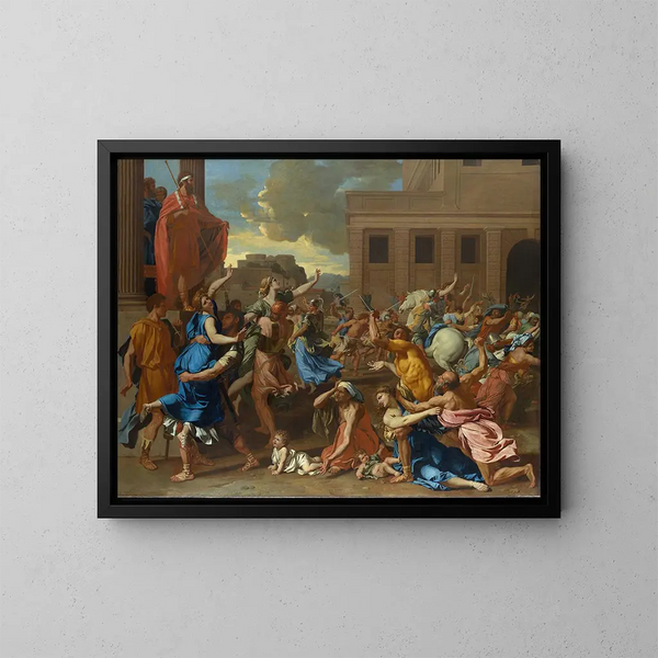 L'Enlèvement des Sabines - Nicolas Poussin — kehystetty taideteos seinällä