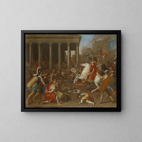 Jerusalemin valloituksesta keisari Tituksen toimesta - Nicolas Poussin — kehystetty taideteos seinällä