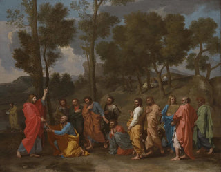 Pappisvihkimyksen sakramentti: Kristus luovuttaa avaimet Pyhälle Pietarille - Nicolas Poussin — näkymä teoksesta