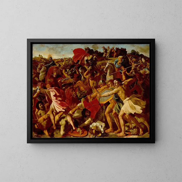 La victoire de Josué sur les Amalécites - Nicolas Poussin — kehystetty taideteos seinällä