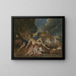 Venus ja Adonis - Nicolas Poussin — kehystetty taideteos seinällä