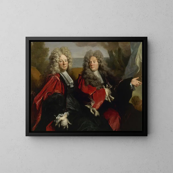 Muotokuva kahdesta neuvoksesta virassa vuonna 1702 - Nicolas de Largillière — kehystetty taideteos seinällä