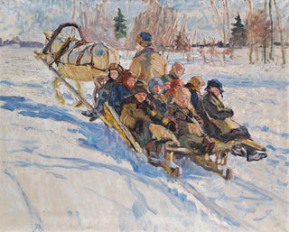 Nikolai BogdanovBelsky - Children riding in a sleigh.webp
