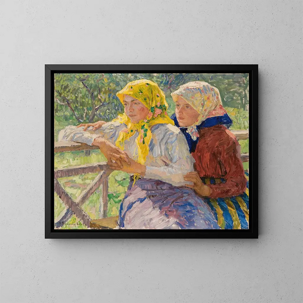 Filles latgaliennes - Nikolai Bogdanov-Belsky — kehystetty taideteos seinällä
