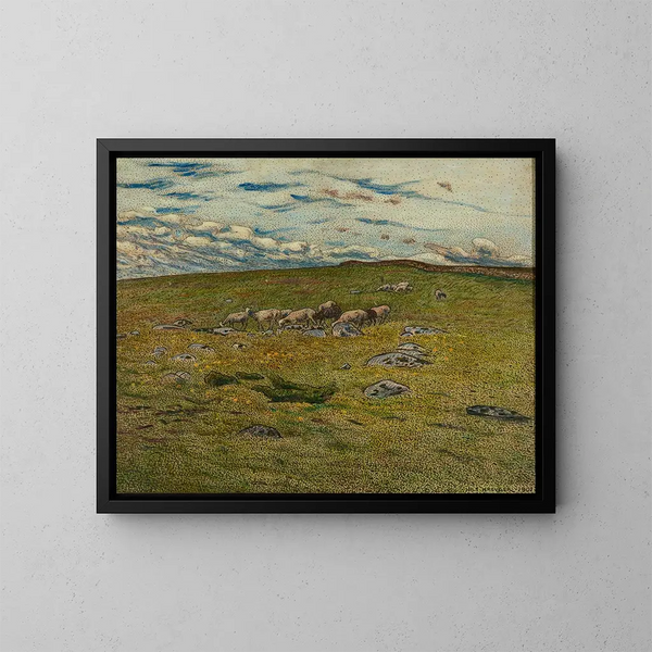 Moutons paissant - Nils Kreuger — kehystetty taideteos seinällä