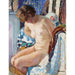 Maalauksen jäljennös Nu istumassa takan äärellä - Henri Lebasque