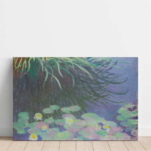 Maalauksen jäljennös Nymfäismaalauksen heijastukset korkeiden heinien kanssa - Claude Monet