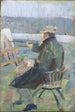 Christian Krohg maalaustelineellään - Oda Krohg — näkymä teoksesta