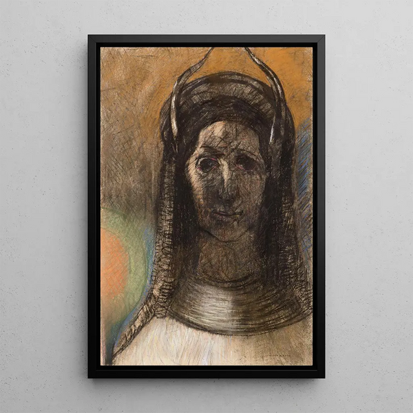 Sarvipäinen hahmo - Odilon Redon — kehystetty taideteos seinällä