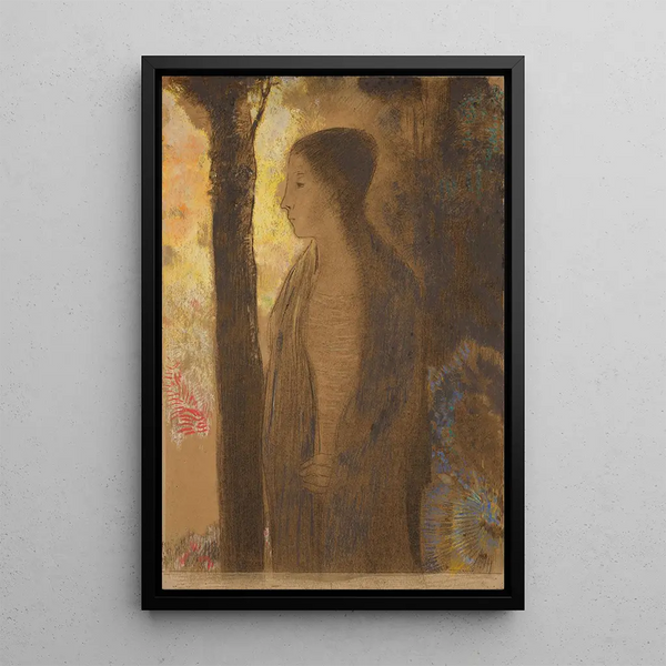 Hahmo puun edessä - Odilon Redon — kehystetty taideteos seinällä