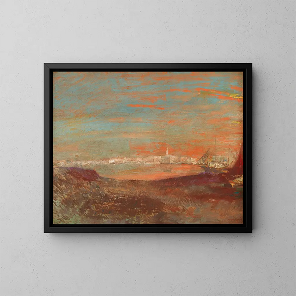 Maisema italialainen - Odilon Redon — kehystetty taideteos seinällä