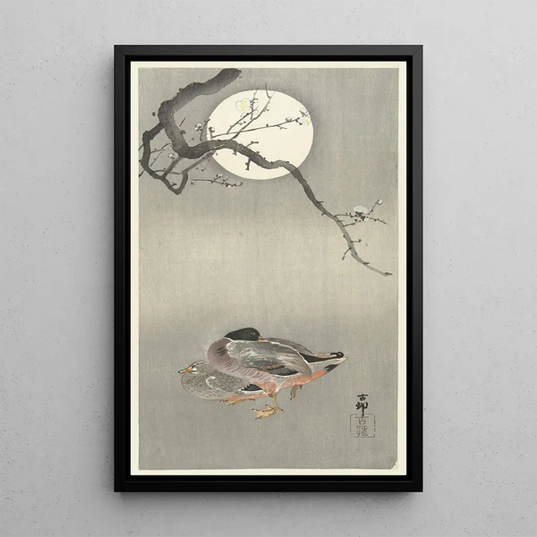 Sorsat täysikuussa | Ohara Koson — kehystetty taideteos seinällä