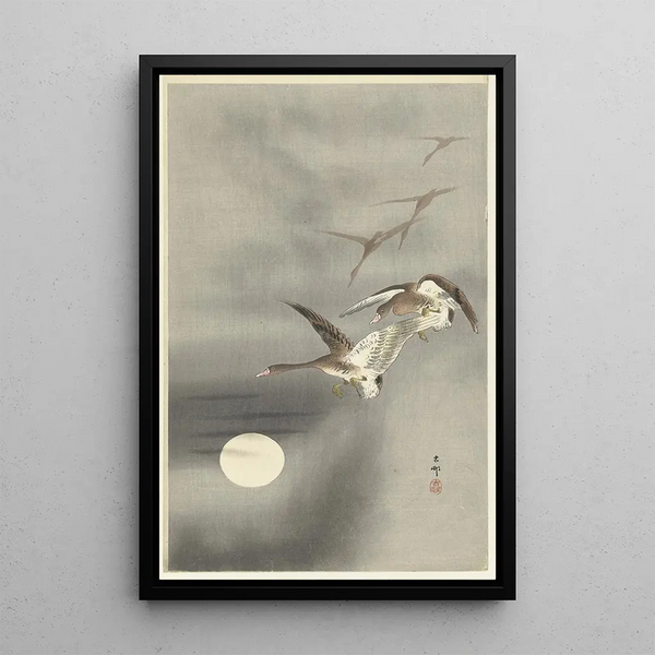 Sorsat lennossa - Ohara Koson — kehystetty taideteos seinällä