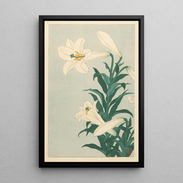 lilja - Ohara Koson — kehystetty taideteos seinällä