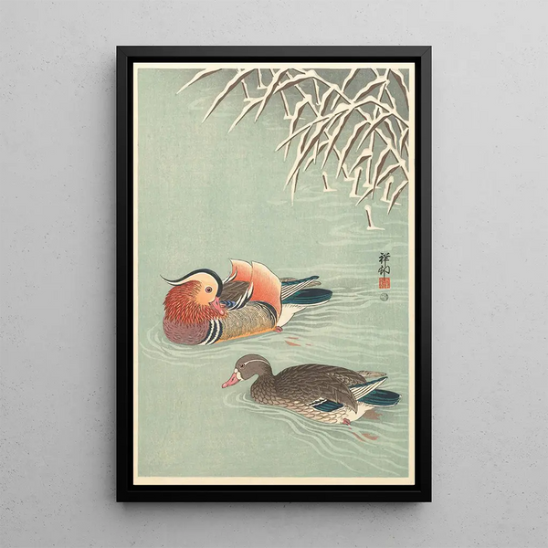 mandariinisorsat - Ohara Koson — kehystetty taideteos seinällä