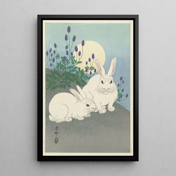 kanit elävänkokoiset - Ohara Koson — kehystetty taideteos seinällä