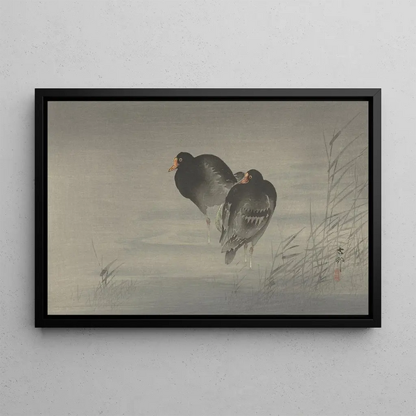 Kaksi vesilintua - Ohara Koson — kehystetty taideteos seinällä