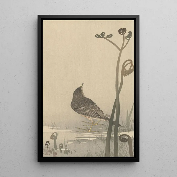 Vesi viheltäjä - Ohara Koson — kehystetty taideteos seinällä