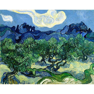 Oliviers avec les Alpilles en arrière-plan - Vincent Van Gogh | Reproduction Tableau Décoration murale affiche copie