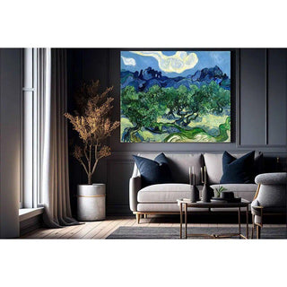 Oliviers avec les Alpilles en arrière-plan - Vincent Van Gogh | Reproduction Tableau Décoration murale affiche copie