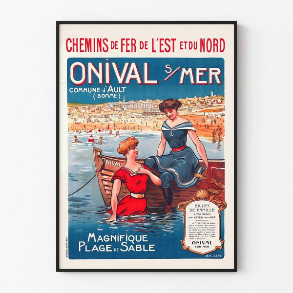Onival-sur-Mer | vintage julisteen juliste — kehystetty taideteos seinällä