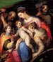 La Sainte Famille avec sainte Catherine d'Alexandrie, sainte Marguerite d'Antioche et saint François d'Assise - Orazio Samacchini — näkymä teoksesta