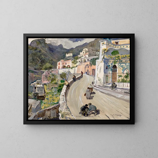 Vue de Positano - Oskar Laske — kehystetty taideteos seinällä