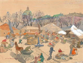 Vanha Naschmarkt Wienistä - Oskar Laske — näkymä teoksesta