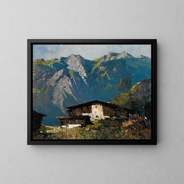 Vinschgau-vuoren maalaus - Oskar Mulley — kehystetty taideteos seinällä
