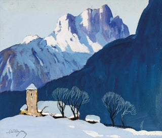 Oskar Mulley - Winterlandschaft vor Bergkulisse.webp