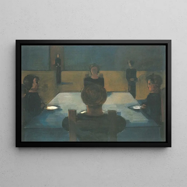 Ruokapöydän maalaus - Oskar Schlemmer — kehystetty taideteos seinällä