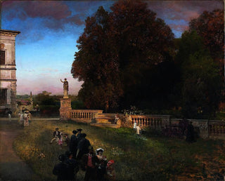 Villa Borghese -puistossa - Oswald Achenbach — näkymä teoksesta