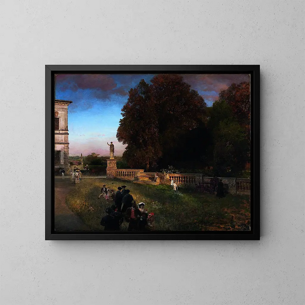 Villa Borghese -puistossa - Oswald Achenbach — kehystetty taideteos seinällä
