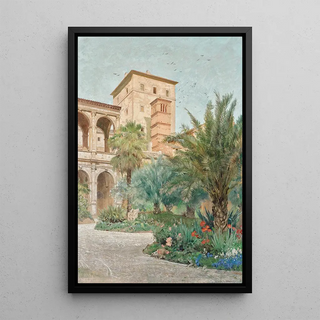 Othmar Brioschi - Vedute der Botschaft in Rom Garten mit Blick auf Bogengnge.webp