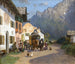 Rue de village à Mittenwald avec le Karwendelspitze - Otto Fedder — näkymä teoksesta